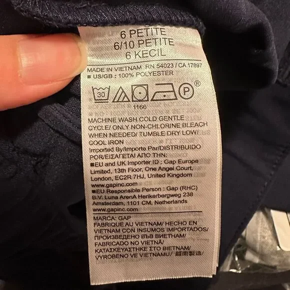 NWT 6 Petite GAP Easy Wide Leg Pants Trouser Women Navy Blue - Picture 9 of 11